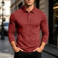thumbnail image 2 of Workout Shirt Dqueduo Summer Men's Short-sleeved T-shirt Refreshing Breathable Loose-fitting Middle-aged Business Casual Color Top Shirt for Men Wine M, 2 of 8