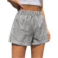 thumbnail image 2 of Women's Striped Print Shorts High Waisted Elastic Waist Wide Leg Loose Casual Shorts S, 2 of 9