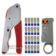 thumbnail image 1 of ESUMIC RG6 RG59 Coax Cable Compression Crimper Tool Kit,with 20 pcs Coaxial Compression Fitting Connector,Compression Tool, Coax Cables Stripper for Cable TV Video Audio, 1 of 4