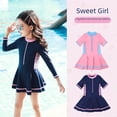 thumbnail image 4 of Traje de baño para niños, traje de baño de manga larga para niñas, traje de baño de estilo occidental lindo siamés de princesa coreana para niños grandes, 4 of 6