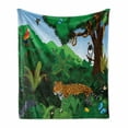 thumbnail image 1 of Jaguar Soft Flannel Fleece Throw Blanket, Animals in Rainforest Exotic Birds Snakes and Tapirs Tropical Jungle Illustration, Cozy Plush for Indoor and Outdoor Use, 50" x 60", Multicolor, by Ambesonne, 1 of 6