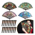 thumbnail image 1 of 60 Abanicos De Mano Tela Plástico Flor Recuerdo Boda Fiesta, 1 of 8