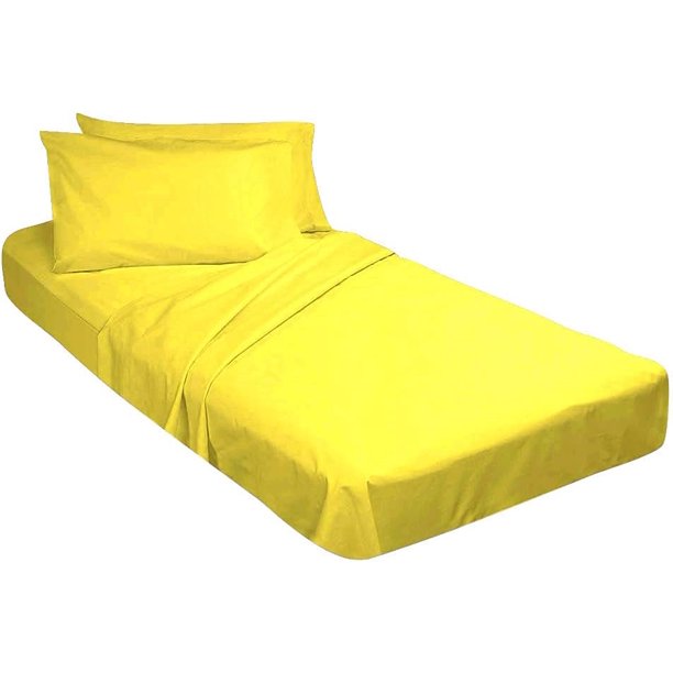 KLOTHY Bed Cot Fitted Sheet 28" x 75" Yellow Solid 1 Qty Cot Fitted
