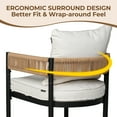 thumbnail image 4 of GRANDPATIO Steel Outdoor Dining Side Chairs, Wicker Back - Set of 2, Khaki Wicker & Beige Cushion, 4 of 7