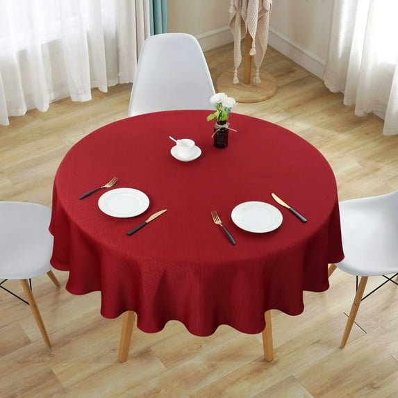 LingStar wine red Tablecloth Spillproof Wrinkle Resistant Table Cloths for Parties Dining Room Holiday 70"round