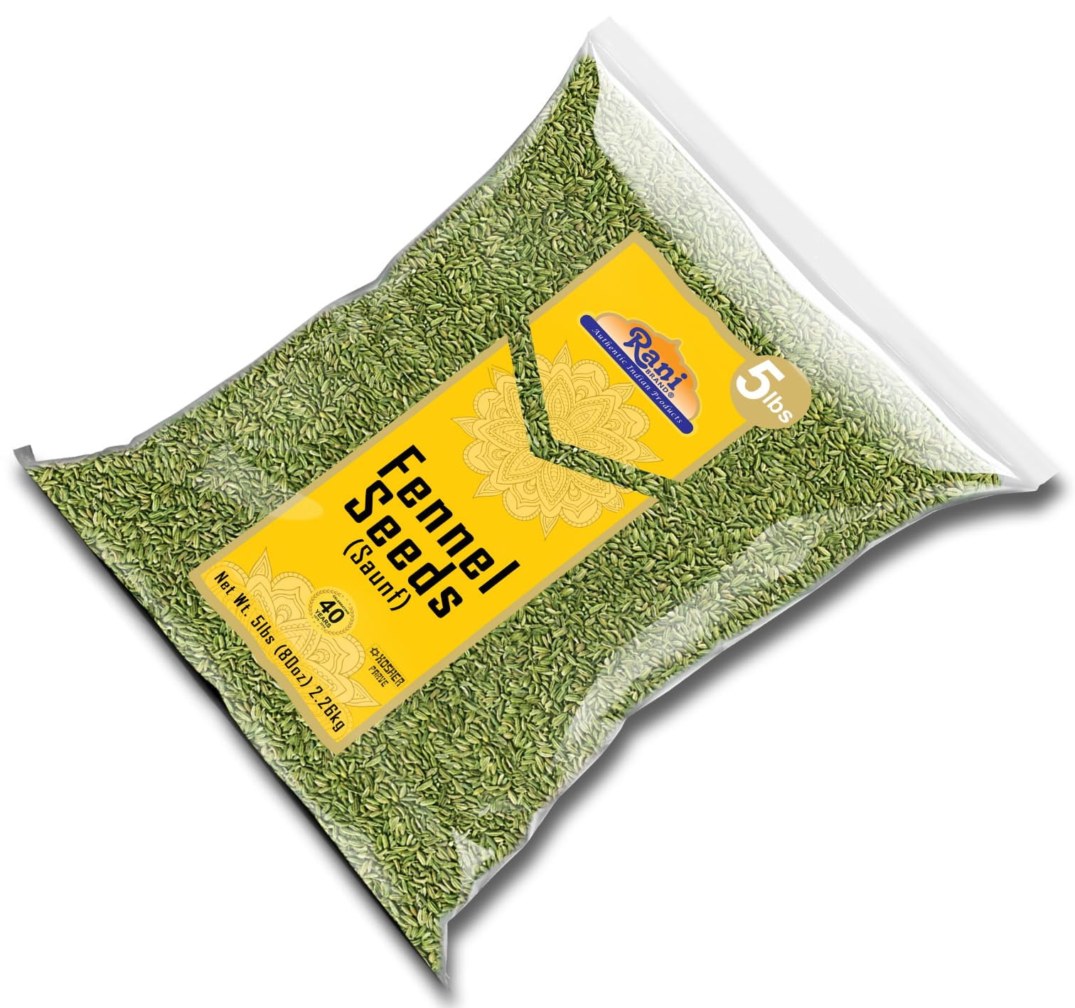 Rani Fennel Seeds (Saunf Sabut) Whole Spice 80oz (5lbs) 2.27kg Bulk ~ All Natural | Gluten Friendly | NON-GMO | Kosher | Vegan | Indian Origin