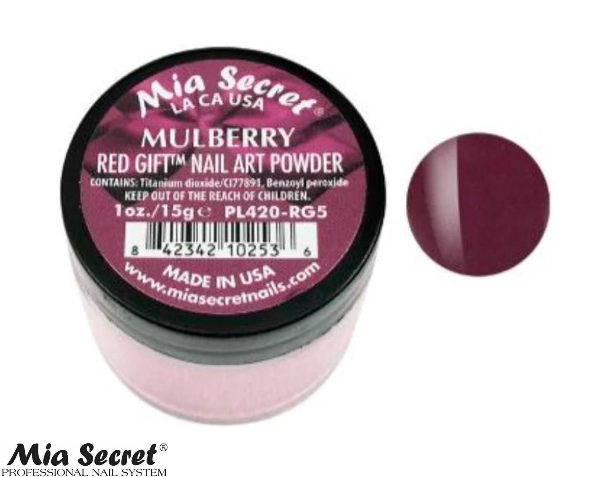 Mia Secret - Fruity Nail Art Powder - Black & Red Gift Nail Art Powder - Mulberry (1 oz. each) - Combo