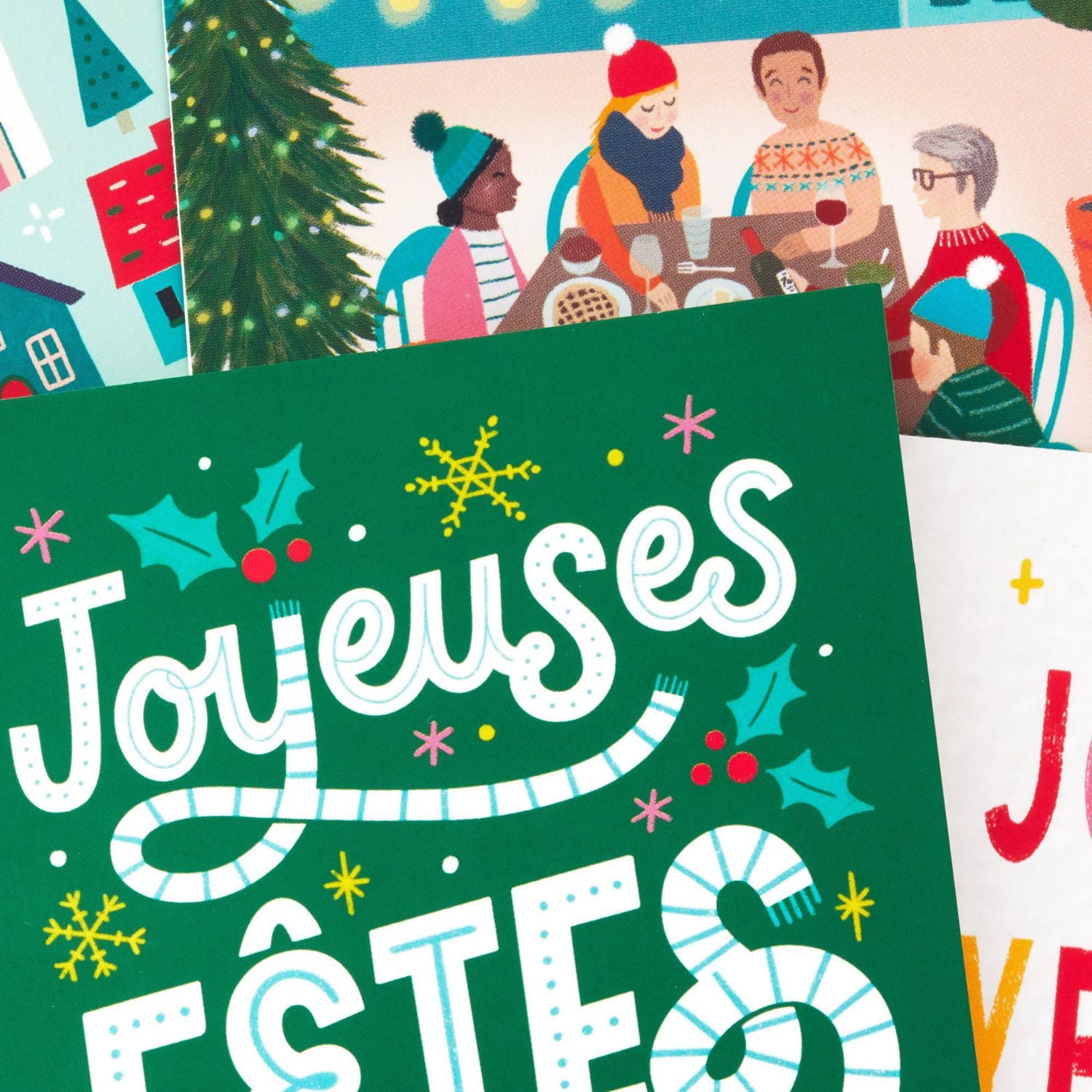 Image Arts Brightly Coloured French-Language Boxed Christmas Cards Assortment, Pack of 20