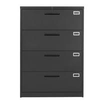 KFFKFF 4-Drawer Metal File Cabinet with Lock, Vertical Filing Storage Unit for Home and Office, Adjustable Hanging Rods for Letter, A4, and Legal Files, Easy to Assemble, Black
