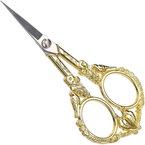 Gold Bird Sewing Embroidery Scissors Stainless Steel Detail Scissors Vintage Dragon oenix Stitch Cutting Scissor Birds Stork Pointed Tip Shears Scissor for DIY Craft Crochet Scissor