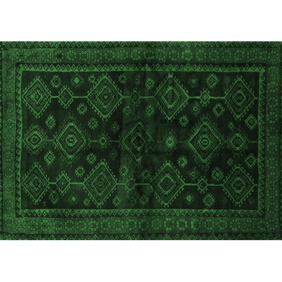 Ahgly Company Indoor Rectangle Persian Emerald Green Traditional Area Rugs, 7' x 10'