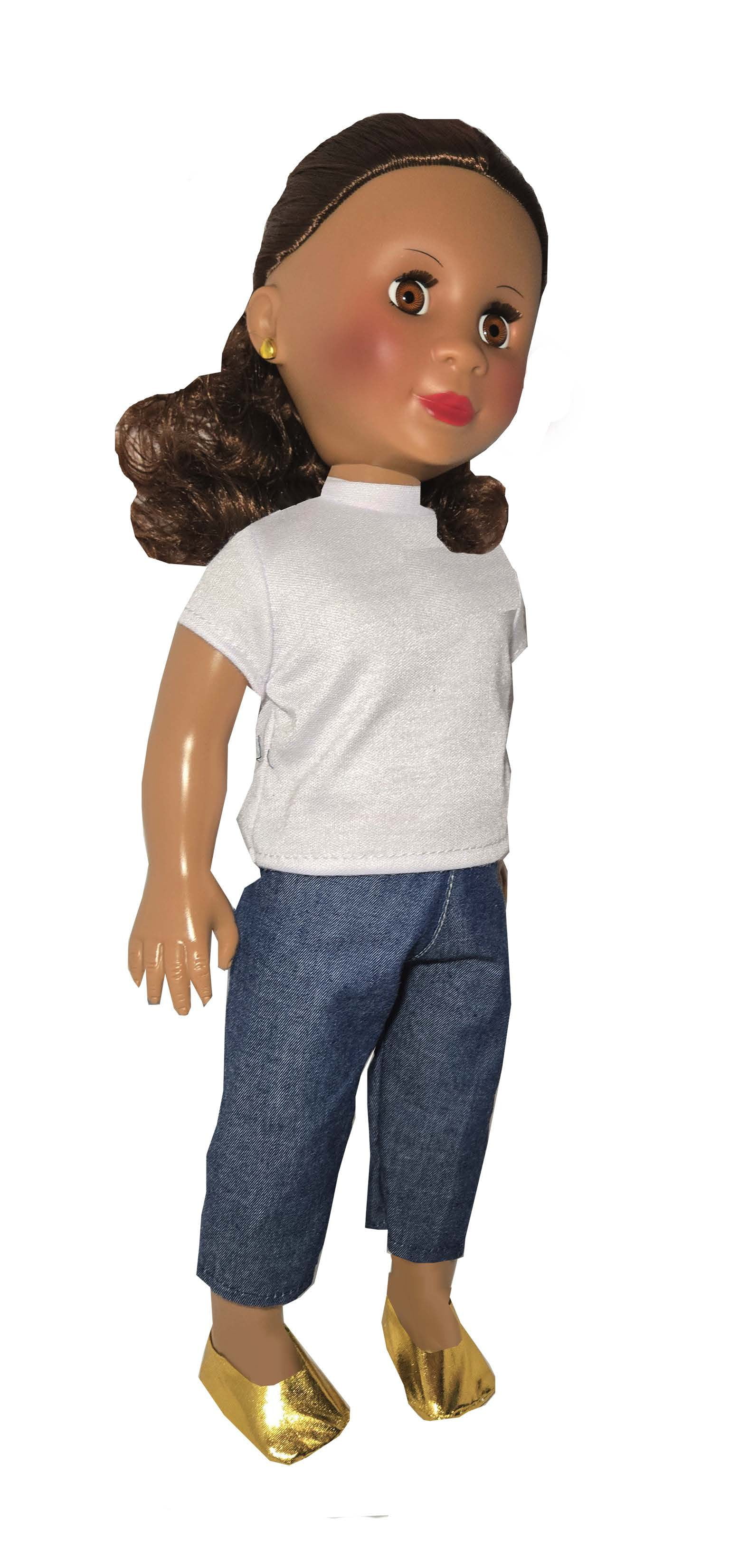 18" Pose-able Kenya Dolls. with multiple Outfits.