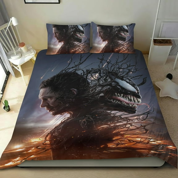 Venom -themed Bed Sheet Set Three Piece Set Comfortable And Skin Friendly Unique Design Home Decor Gifts For Family Friends fans36x75Inches（90cm*190cm）