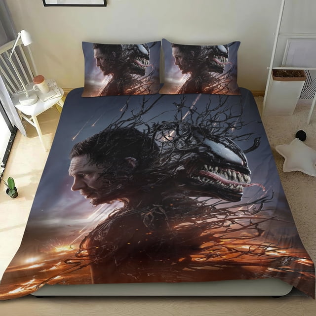 Venom Conjunto de sábanas temático, trío de piezas, cómodo y amigable con la piel, diseño único, regalo de decoración para el hogar para familiares, amigos y fans,140cm *210cm