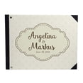 thumbnail image 1 of Darling Souvenir Beige Polka Dot & Printed Wedding Guest Book Hardbound Cover Sign In Book Registry Scrapbook-9 x 12 Inches, 1 of 5