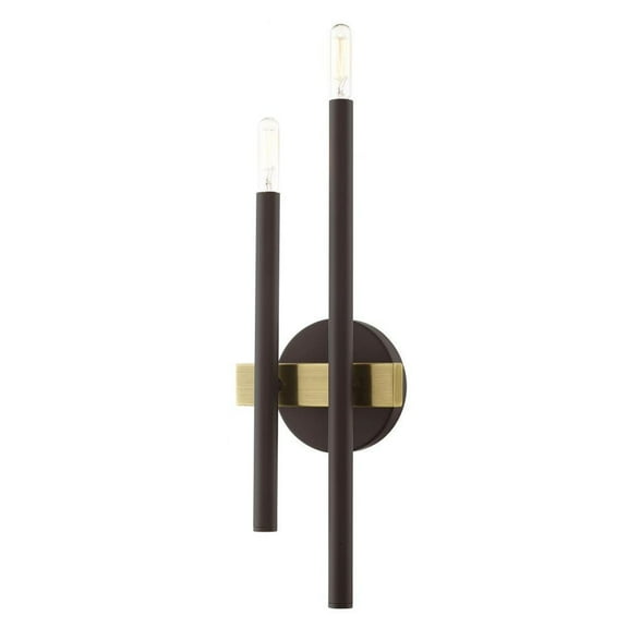 2 Light Wall Sconce in Mid Century Modern Style 6.5 inches Wide By 18 inches High-Bronze/Antique Brass Finish Bailey Street Home 218-Bel-4188548