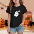 thumbnail image 2 of KPOPLK Kid Girls Halloween Shirts Fall Short Sleeve Crewneck Graphic T-Shirt Spooky Season Outfits Tees Tops 1-14Years,Size 9-10 Years, 2 of 5