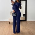 thumbnail image 5 of Aoiroe Lounge Sets for Women,Summer Fashion Lounge Matching Set Casual Outfits Tracksuit Casual Summer Travel Vacation Outfits Going Out Wide Leg Pants Set Dark blue XL, 5 of 8