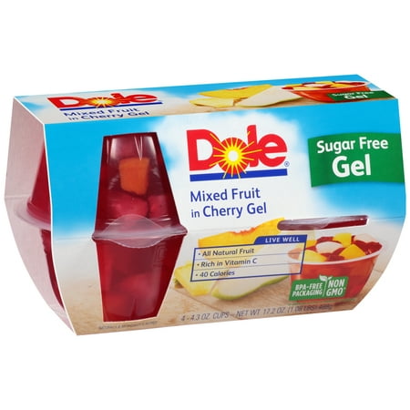 Dole Mixed Fruit in Sugar Free Cherry Gel, 4ct, 4.3 oz - Walmart.com