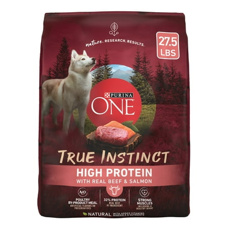 Purina ONE Natural High Protein Dog Food True Instinct with Real Beef and Salmon With Bone Broth and Added Vitamins, Minerals and Nutrients