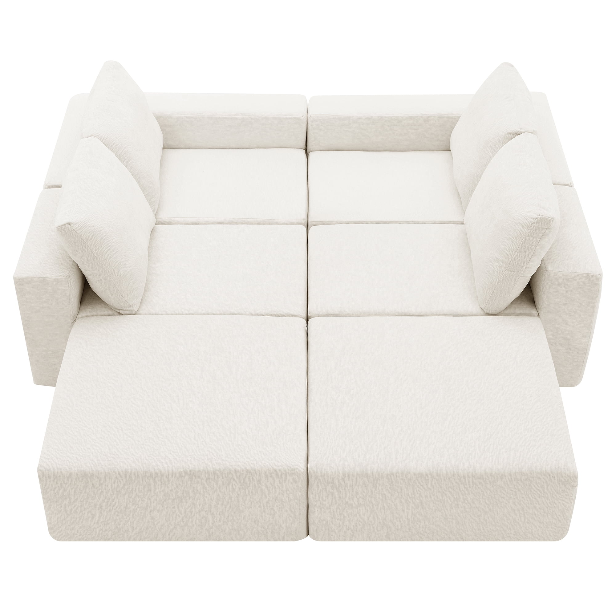 MAYEERTY 110x72" Modular U-Shaped Sectional Sofa - Luxury Chenille Floor Couch with Ottomans/Deep Seat, No Assembly for Living Room/Bedroom, 3 Colors