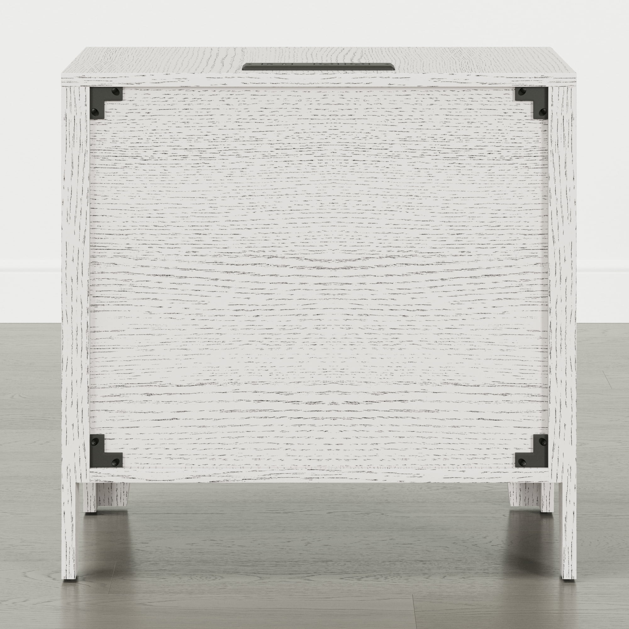 Spruce & Spring Modern Transitional Nightstand, 2-Drawer End Table with Charging Station, Fabric Drawer Front, White Oak Wood Finish