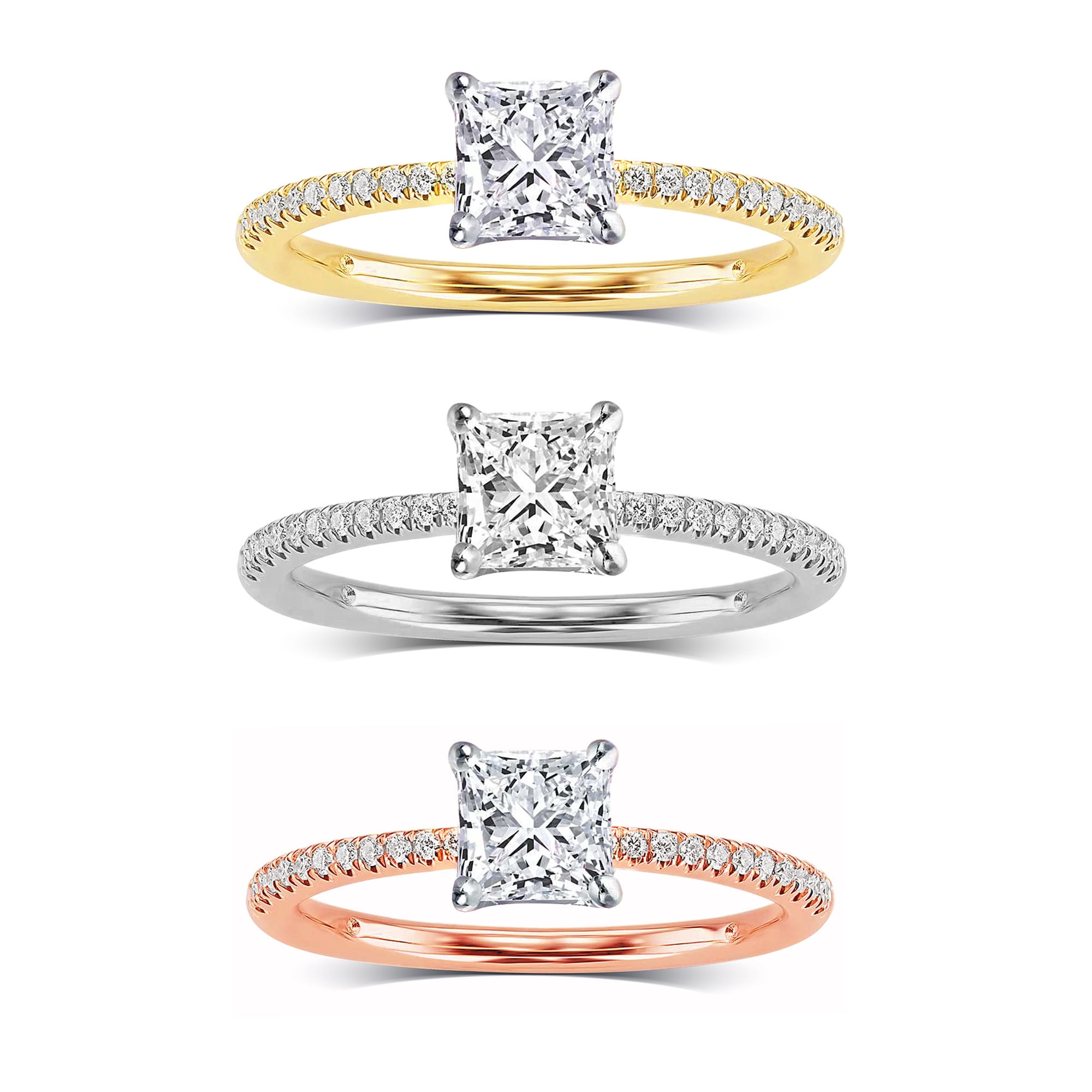 Arista 2-1/2 Carat T.W. Square Swarovski Diamonds White Solitaire Engagement Ring in Yellow plated Sterling Silver
