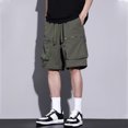 thumbnail image 6 of Domuza Men's Multi-Pockets Loose Cargo Shorts Elastic Waist Casual Workout Jogger Shorts Relaxed Fit Outdoor Work Shorts Green L, 6 of 6
