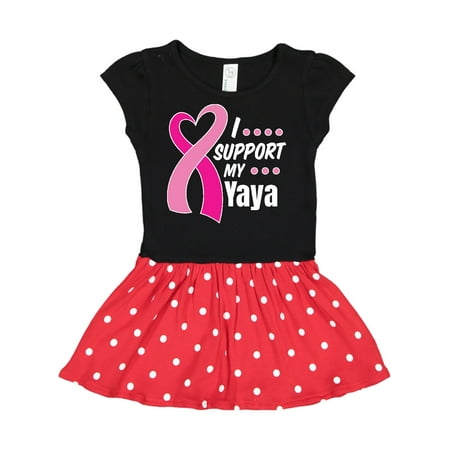 

Inktastic Breast Cancer Awareness I Support My Yaya with Pink Ribbon Gift Toddler Girl Dress