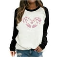 thumbnail image 1 of RKSTN Chandail de la Saint-Valentin pour Femmes, Chandail à la Mode avec Lettres et Cœurs Imprimés, Manches Longues, Col Rond, Hauts à Empiècements, 1 of 4