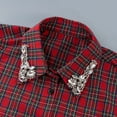 thumbnail image 4 of Red Christmas Plaid Rhinestone Detachable Collar Collared Shirt Women Stylish Dickey Fake Collar Christmas Sparkle Half Shirt Elegant Mock Blouse, 4 of 9