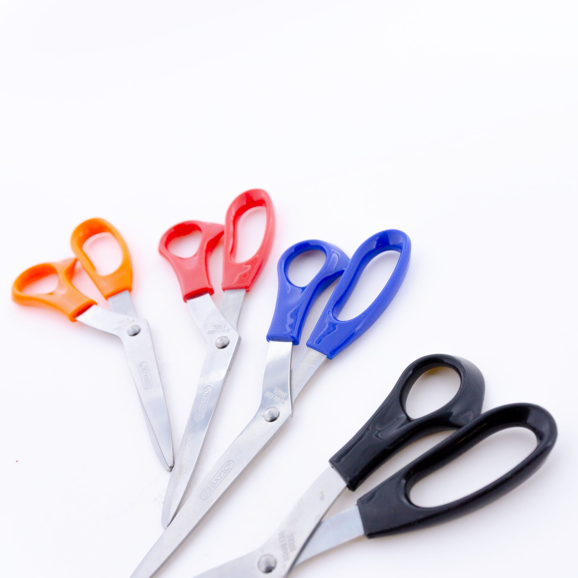 BAZIC 8" Bent Handle Stainless Steel Scissors, Sharp Scissor Blades, 24-Pack