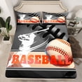 thumbnail image 2 of Feelyou Baseball Sports Kids Twin Sheet Sets, Modern Ball Game Athlete Twin Fitted Sheet, Eat Sport Sleep Flat Sheet, Lightweight Room Decor, 3pcs, 2 of 7