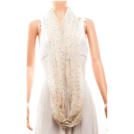 Celik Women's Infiniti Scarf Delicate and Sheer Dot Pattern On Solid Color Background