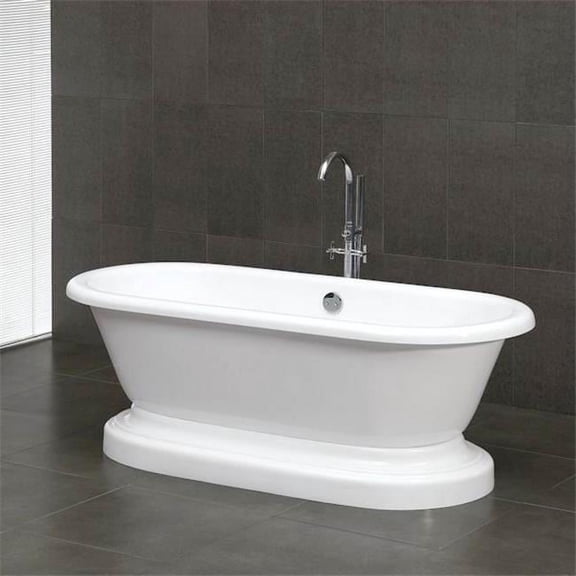 Cambridge Plumbing Inc ADEP-NH Acrylic Double Ended Pedestal Bathtub 70 x 30 in. with No Faucet Drillings