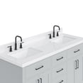 thumbnail image 4 of ARIEL Hepburn 60" Grey Double Vanity, 1.5" Edge Carrara Quartz Countertop & Splash, Rectangular Sinks, 4 Soft Closing Doors, 6 Full Extension Dovetail Drawers, Toe Kick, Matte Black, 4 of 10