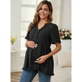 thumbnail image 2 of DARING DIVA Women's Boho Ruffled V Neck Short Sleeve Maternity Tops S Black, 2 of 7