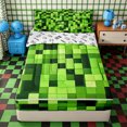thumbnail image 2 of Erosebridal 3D Gloss Green Pixel Tile Zipper Twin Comforter Sets with Fitted Sheet and 2 Pillowcases,Gradient Cube Square Pattern Zipper Bedding Set,Emerald Lime,4-Piece,Reversible, 2 of 6