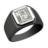 Stainless Steel Men Male Signet Ring Floral Alphabet Initial Anniversary White Top P SZ 12