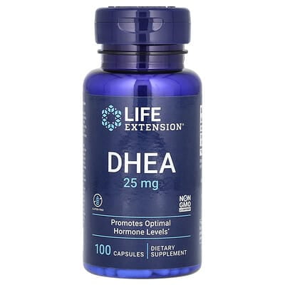 Life Extension | DHEA, 25 mg, 100 cápsulas. Suplemento que Favorece los niveles hormonales óptimos.