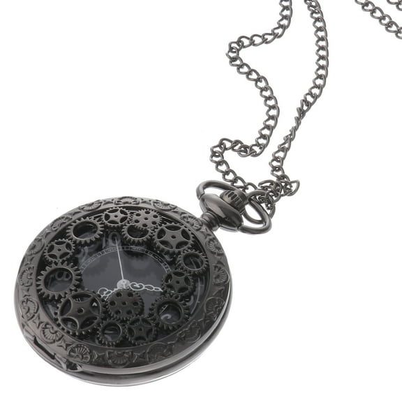 Raindrops  Chain Digital Watch Hanging Pocket Classic Watches for Men Elder Black