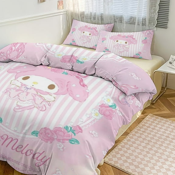MY MELODY Bedding Set Anime Three-piece for Boys Girls Teens Twin