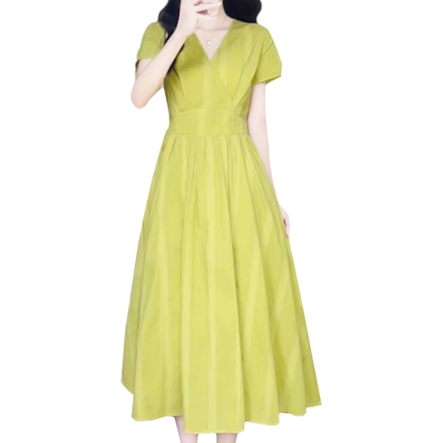 Vestido de verano para mujer con mangas cortas/largas, cuello en V cruzado, vestidos de manga corta para mujer, vestido infinito, vestido corto para mujer, vestidos de graduación para mujer