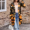thumbnail image 4 of WTOBBY Women's Mid-Length Halloween Print Cardigan Jacket Casual Comfortable Open Front Long Sleeve Cover Up With Pockets Fall Fashion Outerwear,Gold S, 4 of 7