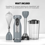 Ninja Power Duo Immersion Mixer, Hand Stick Blender, 3 Speeds, with Whisk, SplatterShield, PanProtect, 3-Cup Blending Vessel, CI200 Gray