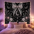 thumbnail image 2 of Large Gothic Lace Bow with Crescent Moon and Butterflies, Mystical Gothic for Dark Art Enthusiasts, Celestial Decor Accent, Halloween Gift, Tapestry Wall Hanging for Bedroom and Living Room, 2 of 7