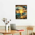 thumbnail image 3 of EastSmooth X0775 Wall Art Decor Canvas Print Picture Sunset Over The Rocks in California 1 Panel Sea Ocean Waves Artwork for Office Bedroom Home Decoration Stretched and Framed Ready to Hang, 3 of 5