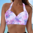 thumbnail image 2 of TOWED22 Bikini Top for Women Bathing Suit Criss Cross Self Tie Spaghetti Straps V Neck Purple,L, 2 of 8