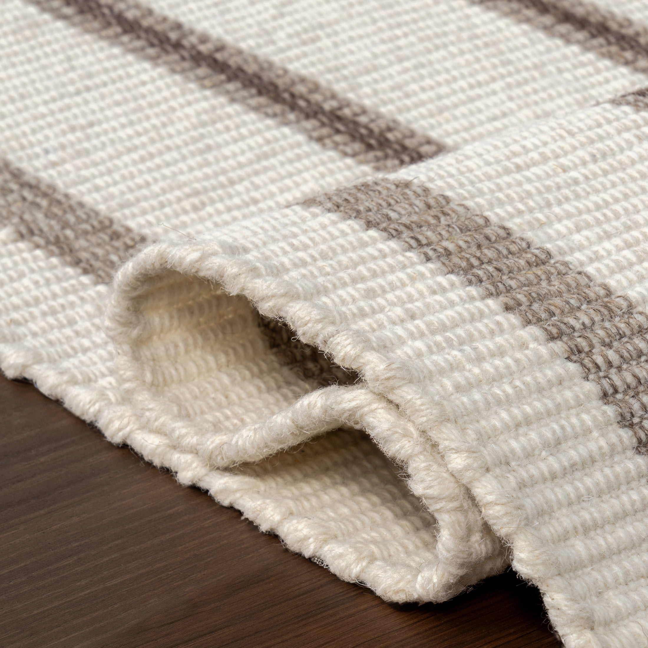 Rugs USA Toluca Striped Wool Area Rug, 2' 6" x 8', Runner, Toluca Ivory