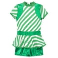 thumbnail image 3 of MSemis Kids Girls Christmas Candy Cane Santa Claus Gymnastic Leotard One Piece Biketard Green 16, 3 of 6